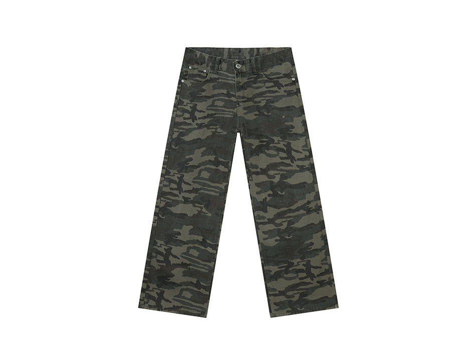 Camouflage Basic Style Straight Washed Jeans