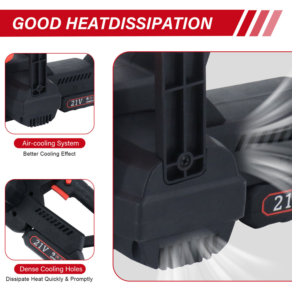 12 Electric Cordless Chainsaw Brushless Handheld Wood Saw And 2 Battery  Charger