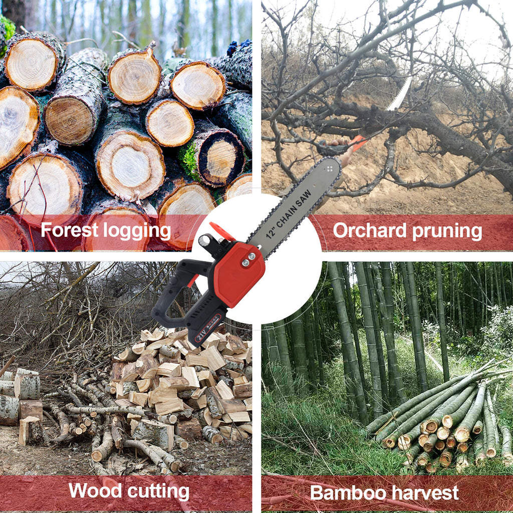 12 Electric Cordless Chainsaw Brushless Handheld Wood Saw And 2 Battery  Charger