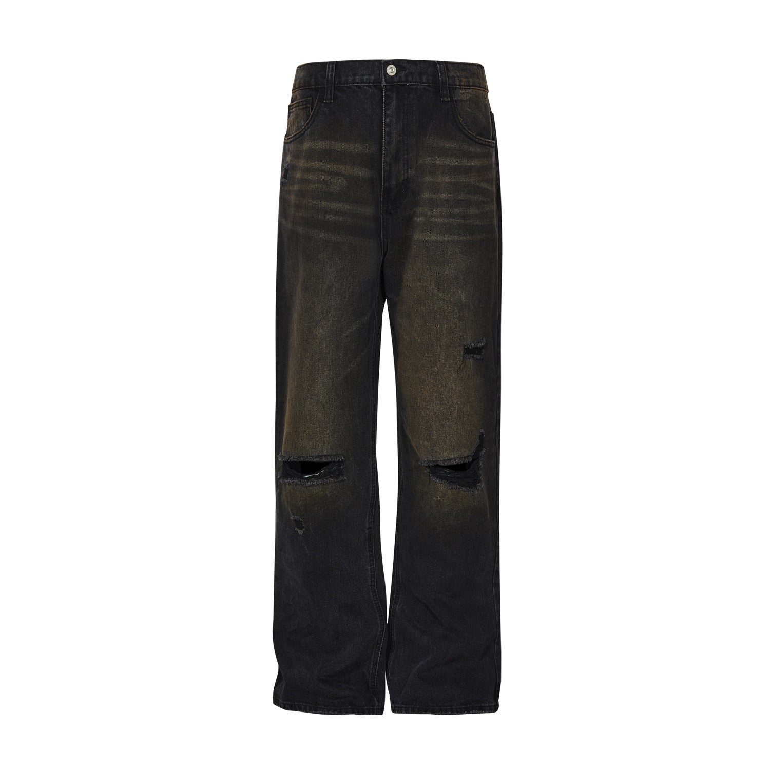 American Street Washed Old Mud Dyed Damaged Trousers Women's Jeans