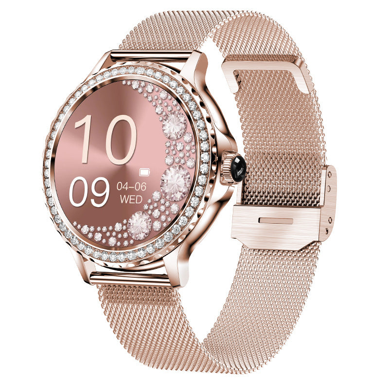 Bluetooth Calling Smart Fitness Bracelet Waterproof Watch With Diamond Accents