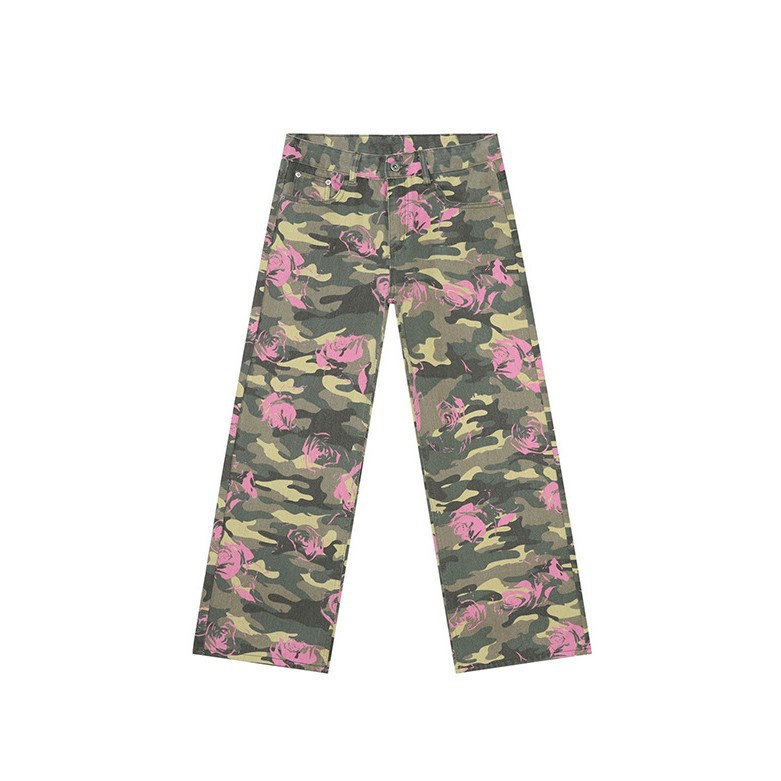 Camouflage Basic Style Straight Washed Jeans