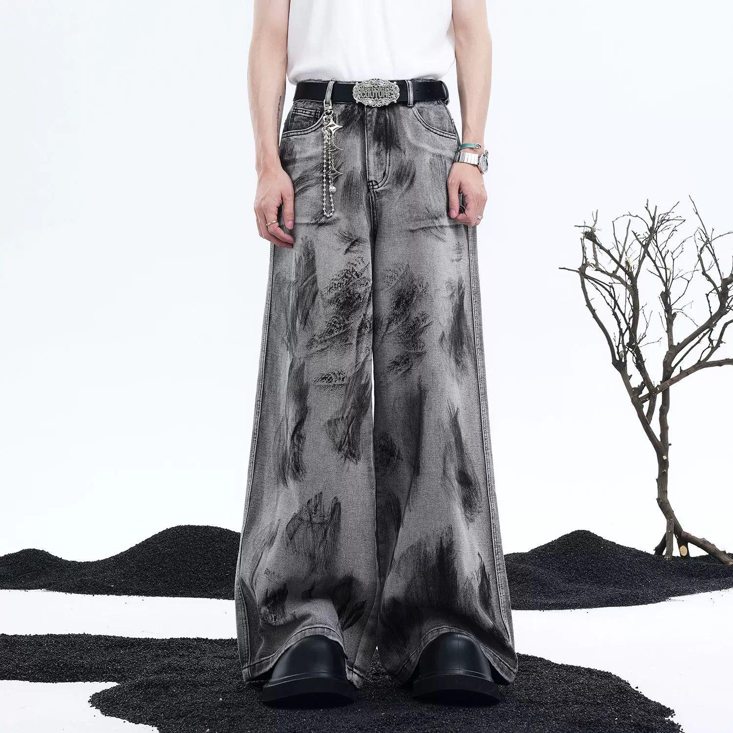 American Street Graffiti Padded Shoulder Sleeveless Denim Coat