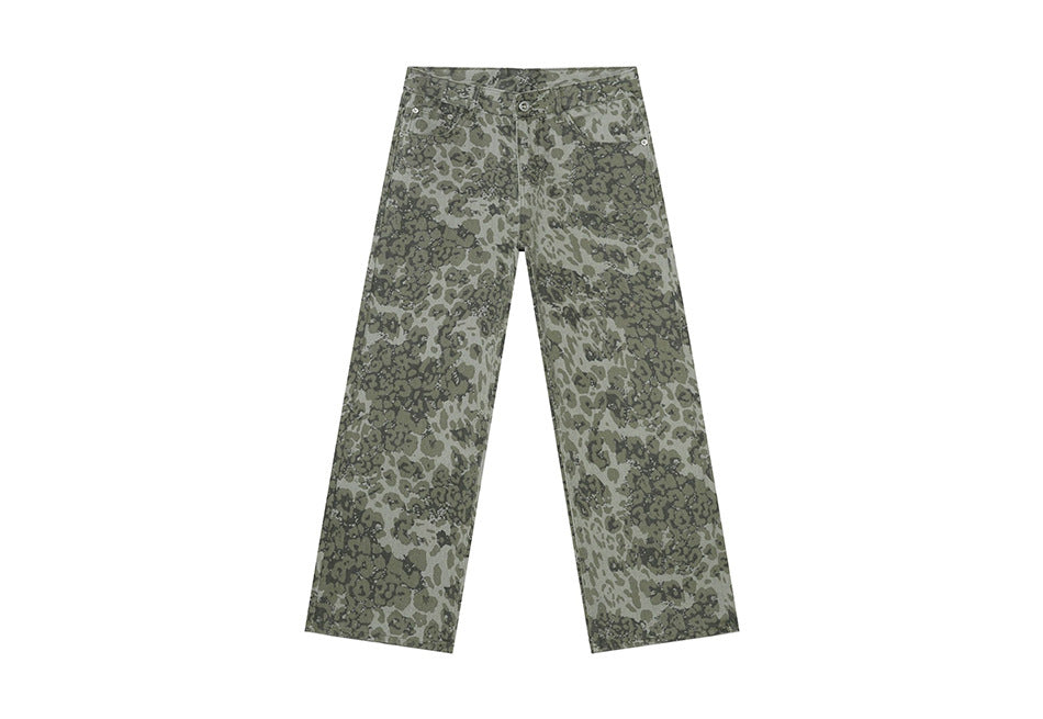 Camouflage Basic Style Straight Washed Jeans