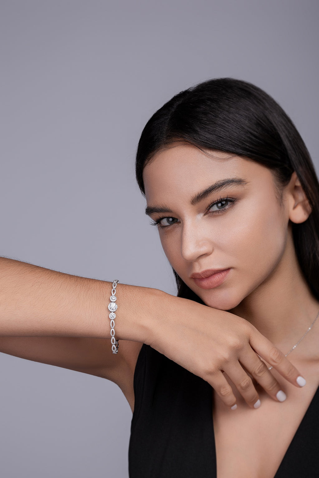 1-carat Luxury And Fashionable Light Luxury Trend Jewelry Silver Bracelet Set With Top-quality Moissanite, S925 Silver Electroplated Platinum