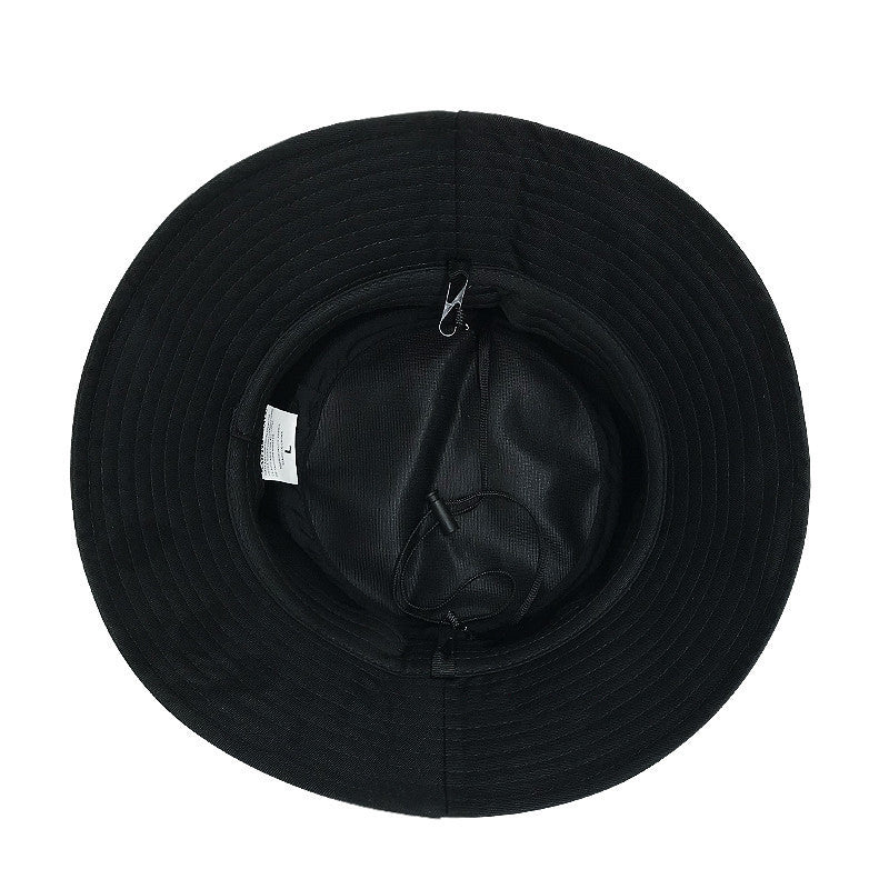 All-match Sunscreen Fisherman Hat With Windproof Rope With Large Brim