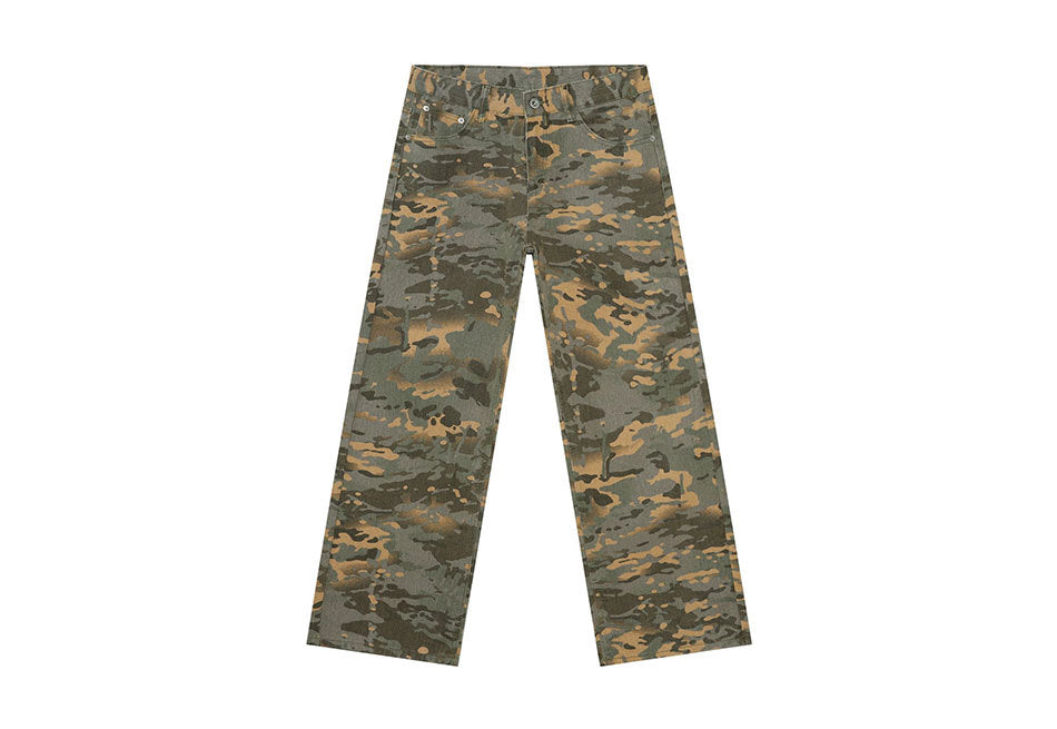 Camouflage Basic Style Straight Washed Jeans