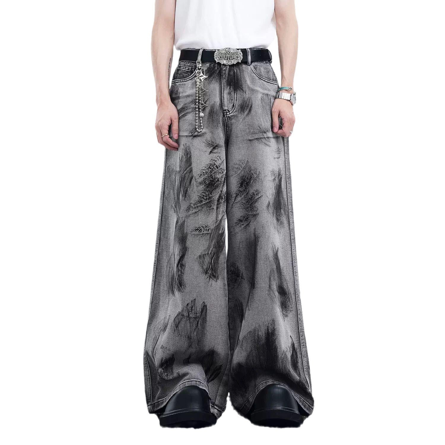 American Street Graffiti Padded Shoulder Sleeveless Denim Coat