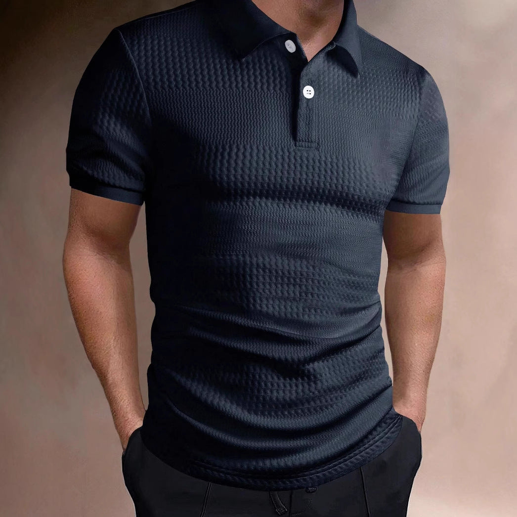 American Striped Men's Polo Shirt Men's Business Loose Breathable