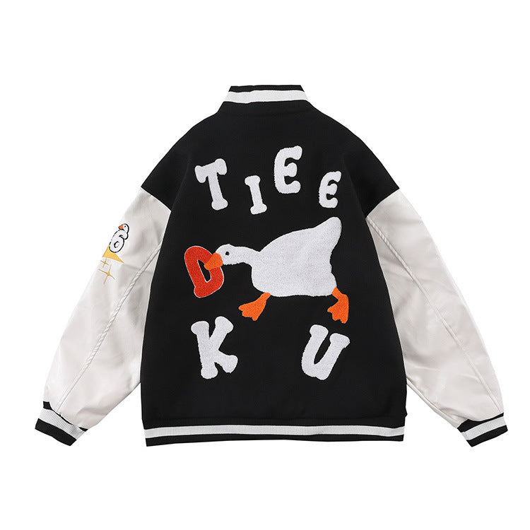 Baseball Uniform Duck Towel Embroidered Leather Sleeve Casual