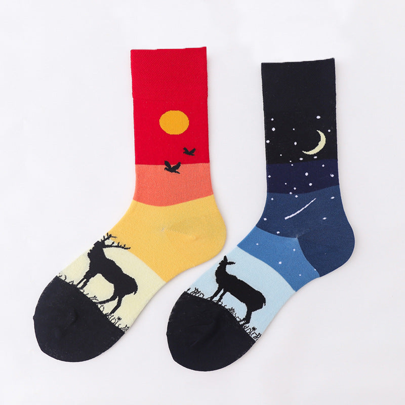 Art Abstract Cotton Male Animal Socks Female Unise