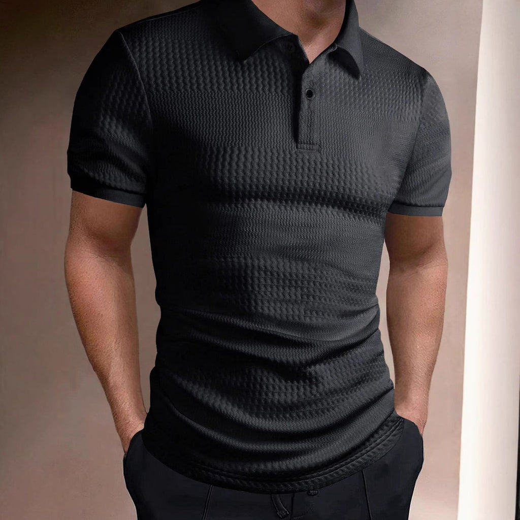 American Striped Men's Polo Shirt Men's Business Loose Breathable