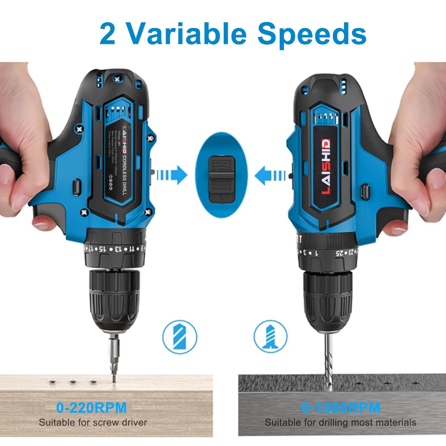 1Pack Cordless Drill Set With 2Pcs 21V Batteries And Charger 2 Variable Speeds Keyless Chuck 265lnLbs 25 And 3 Torque Positions Included 24Pcs Drill Bits For Home Car Repair Handmade
