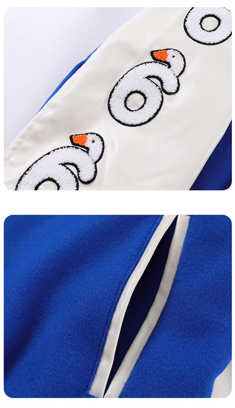 Baseball Uniform Duck Towel Embroidered Leather Sleeve Casual