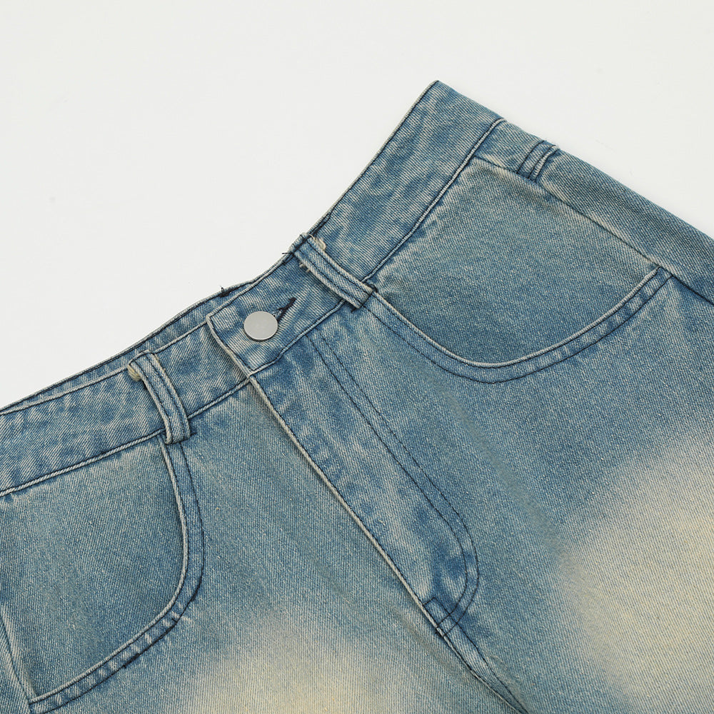 Beggar Ripped Patch Embroidered Letter Jeans