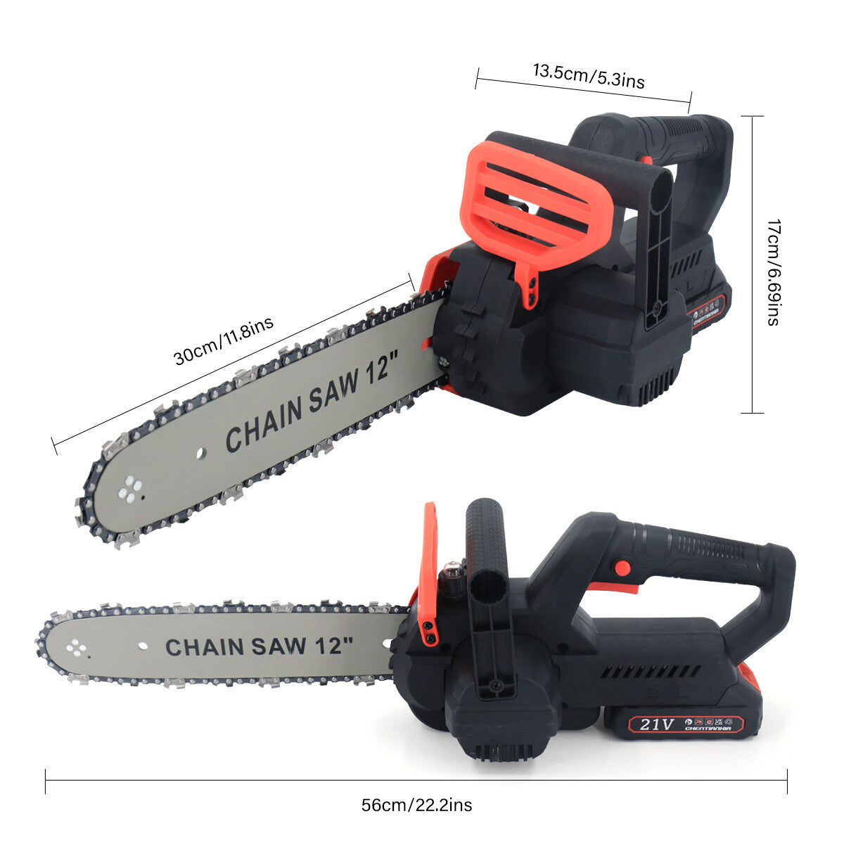 12 Electric Cordless Chainsaw Brushless Handheld Wood Saw And 2 Battery  Charger